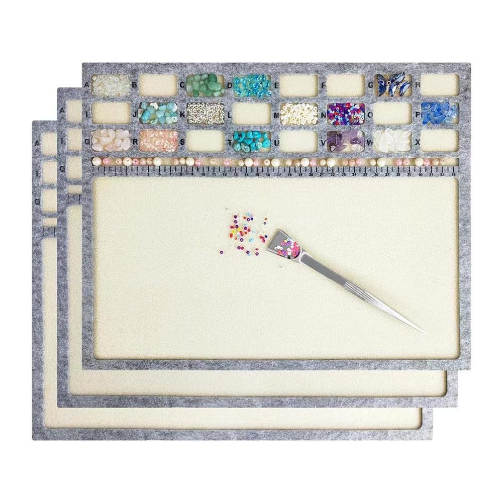 Uxsjakjsd Grey Felt Beading Mat With Centimeter Alphabetic Scale Beads Tray Bead Pads For Art Crafts Jewelry Making Beading Supplies