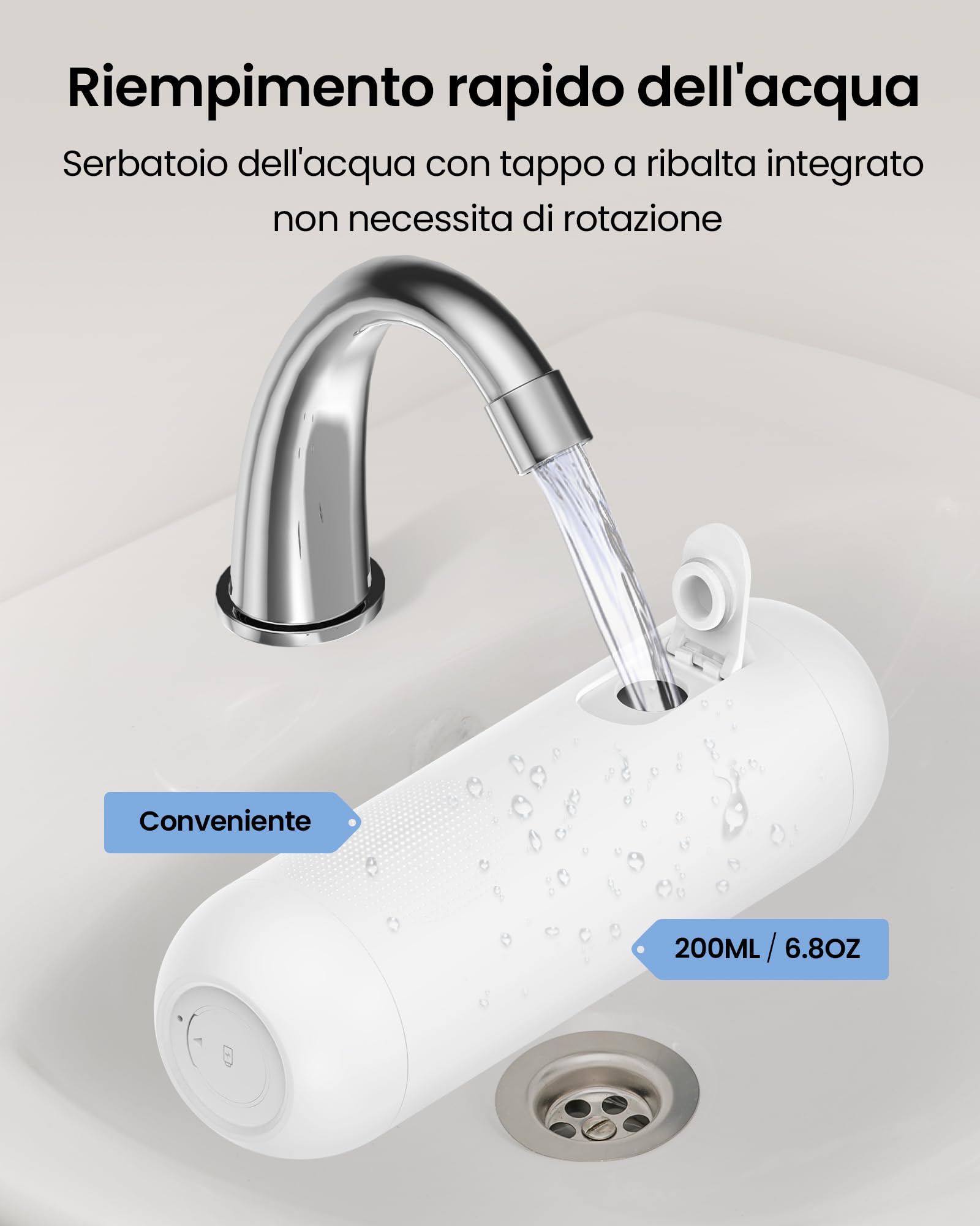 Redsack Bidet Portatile da Viaggio Elettrico, Ricaricabile USB-C Bidet 200ml, Bidet ad Alta Pressione Impermeabile IPX6 Carico Acqua Senza Smontaggio per Camper/L'igiene Intima/Postnatale Lenitiva