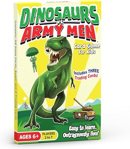 Dinosaurs VS. Army Men un divertido juego de cartas de dinosaurios para niños, incluye 3 cartas coleccionables de dinosaurios, una idea de regalo