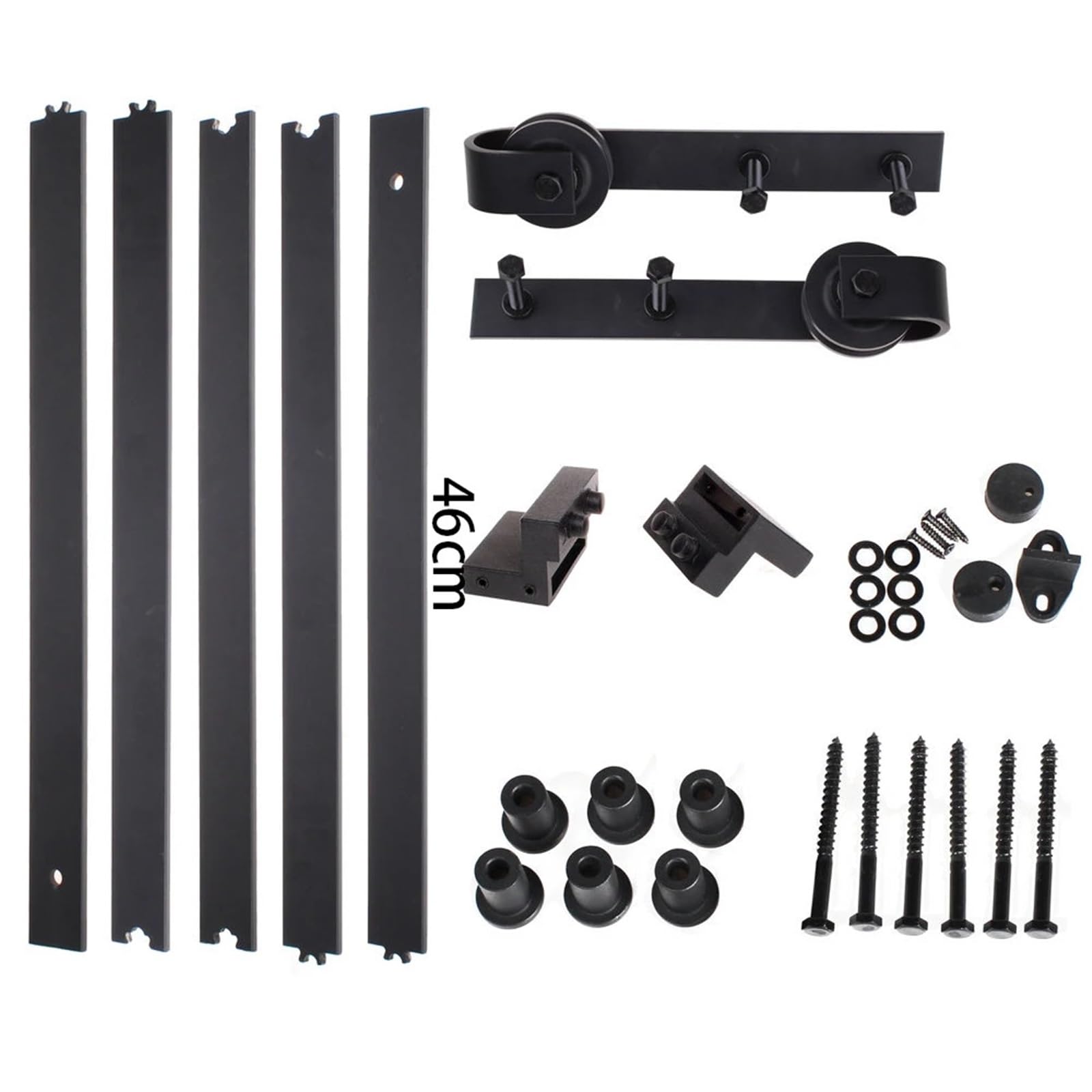 Csdasw 1 Sliding Barn Door Hardware Roller Track Rail Kit Set For Closet Cabinet Wood Barn Door Rail Track Kit System 80Cm Door Hardware Smooth And Quiet(230Cm Single Door)