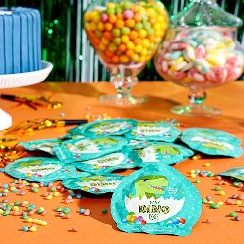 Miniatura 6 de 4YoreElves Paquete de 24 caramelos de dinosaurio  Huevos de dinosaurio bebé, mini masticables de frutas, recuerdos de fiesta de dinosaurios paquete