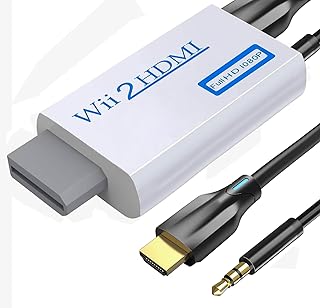 Wii to HDMI Converter, Wii HDMI Adapter with hdmi Cable for HD Video Audio Output with 3.5mm Audio Cable, Supports All Wii Display Modes 1080P 720P, Wii, Wii U, HDTV, Monitor, NTSC