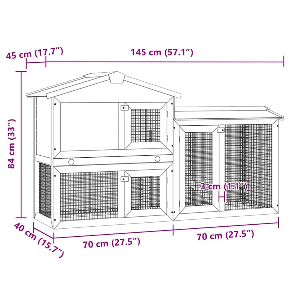 Großer Kaninchenstall aus Holz mit grünem Dach, mehrstöckig mit Drahtgitter, wetterfest und einfach zu reinigen, ideal als Kleintierkäfig für Hasen, Meerschweinchen