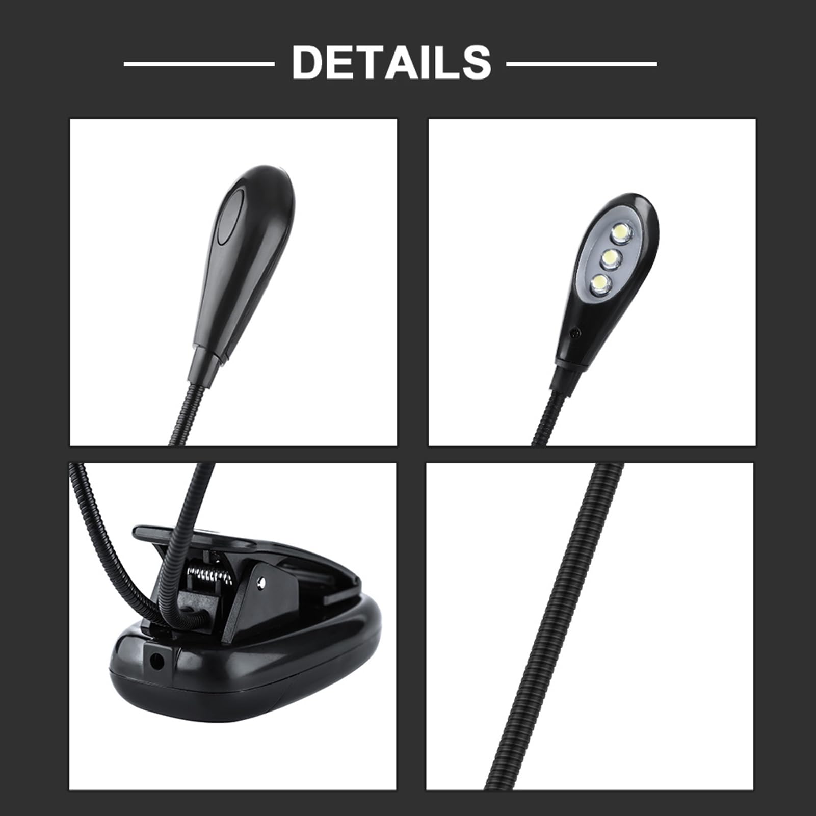 Wiederaufladbare Musikständer Licht, Clip auf Licht, optionale 6 LED- oder 8 LED -verstellbare Arme Licht (6 Lichter)