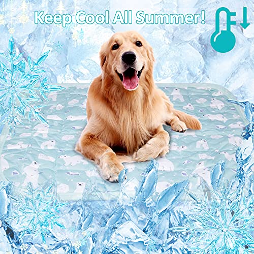 Dog Cooling Mat For Dogs Pet Cooling Mat, Washable Ice Silk Pet Self Cooling Pad Mat For Dogs Cats, Summer Ice Silk Sleeping Pad Non-Slip Foldable Reusable Cooling Pad For Indoor Outdoor 16” X 20” #TOP6