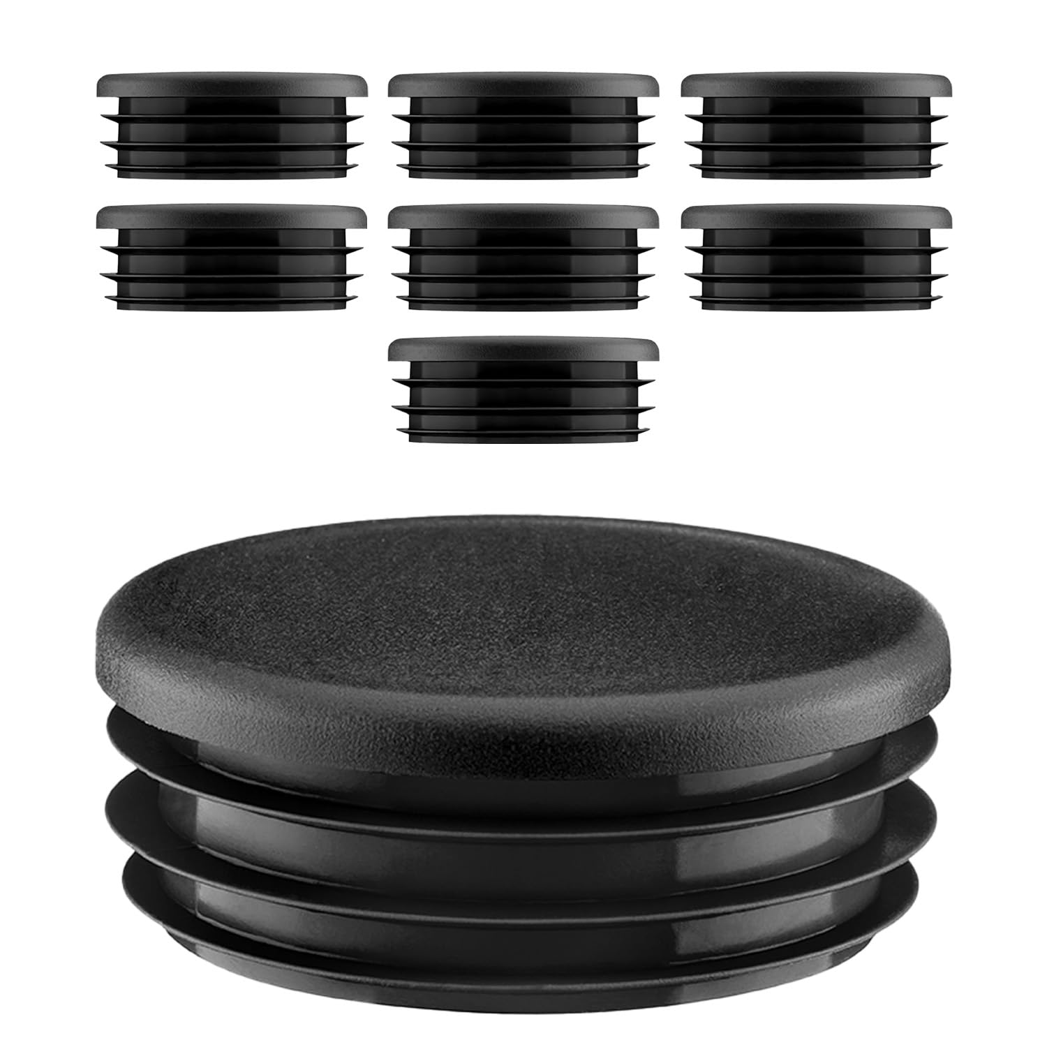 EMFA 40mm Black Round Lamellar Plugs - Plastic Plugs for Round Pipes and Steel Pipes | End Caps for Pipe Cover - Pack of 8
