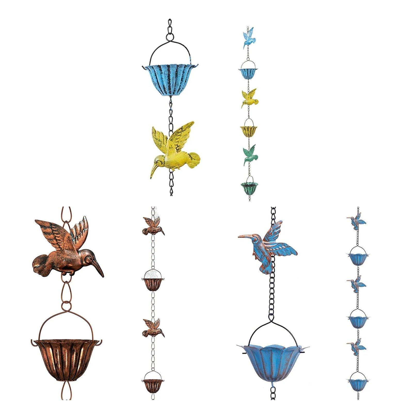 2 Stück Kolibri verstellbar Für Garten | Hängende Regenhüttenkette, dekorative Regenkette, Fallrohr-Ersatz for die Gartenentwässerung