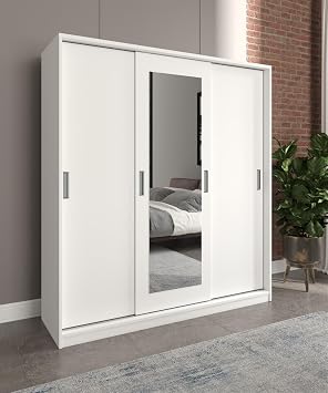 Merlin Mobilya Yonca 3 Sürgü Kapaklı 8 Bölmeli Aynalı Dolap