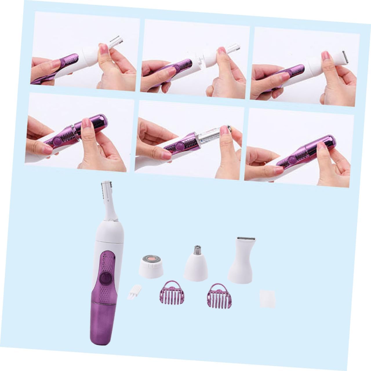 Electric Eyebrow Trimmer for Women Cordless Facial Hair Remover Stainless Steel Hair Razor Compact Personal Grooming Tool