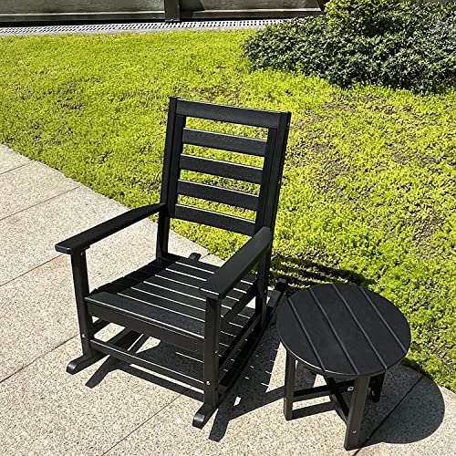 HOPUBUY Outdoor Rocking Chair with Cushion, HDPE Patio Rocking Chair, All Weather Resistant Rocker Chair for Porch Garden Yard Living Room,Black
