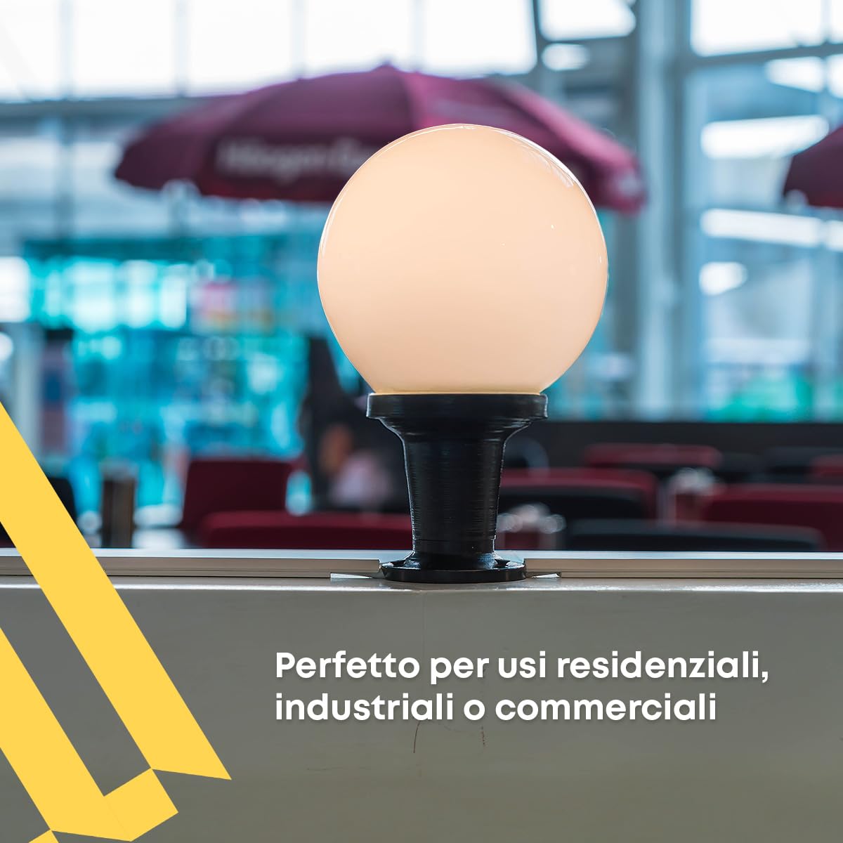 Kit de Iluminación Exterior – Bola Farola Exterior Policarbonato Blanco - Ø40 cm (Boca 17 cm) y Base de Policarbonato E27 Negro – Ideal para Jardines, Parques, Caminos y Espacios Públicos