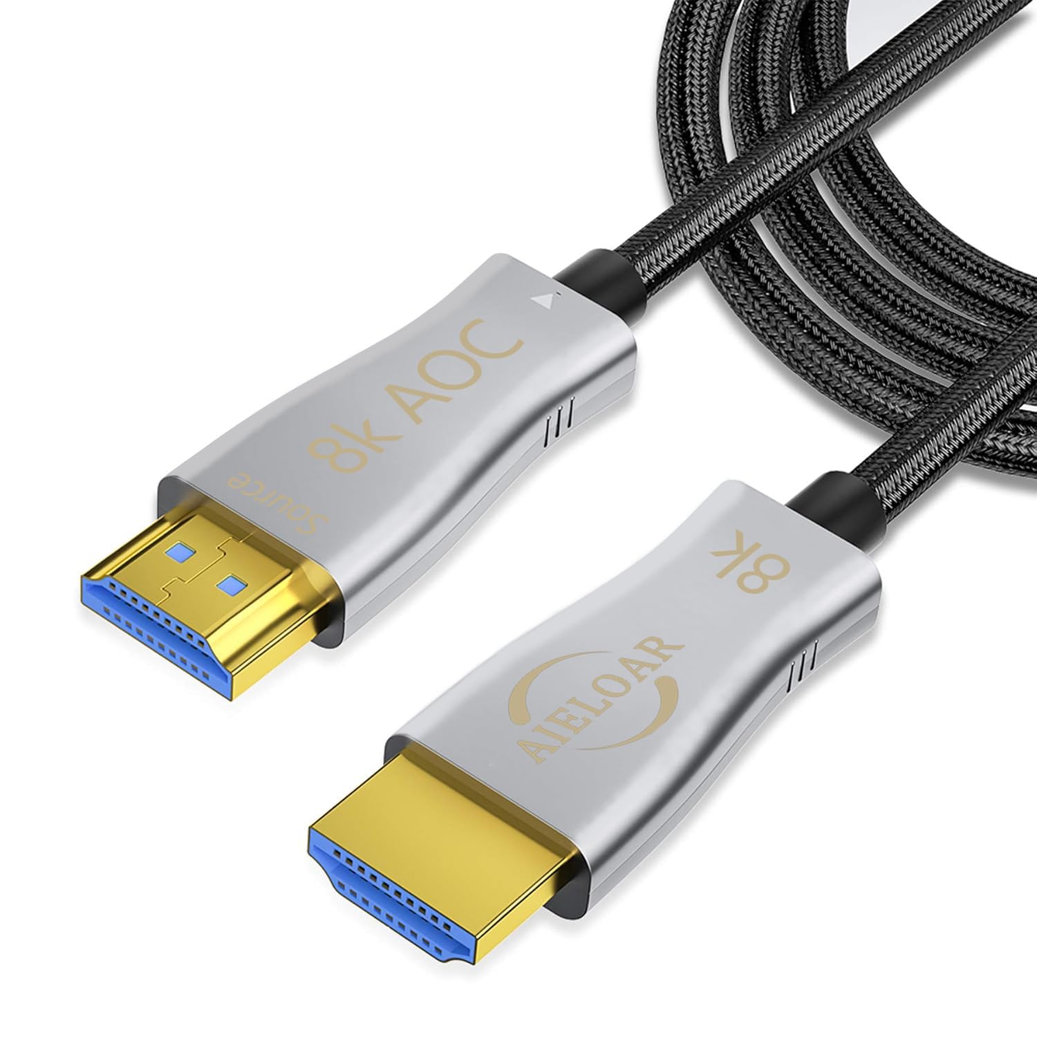 HDMI Fiber Optical Cable 50Ft, High Speed 48Gbps HDMI 2.1 Cord Support with 8K@60Hz 4K@120Hz Dynamic HDR10,eARC,HDCP2.2 15M/50FT