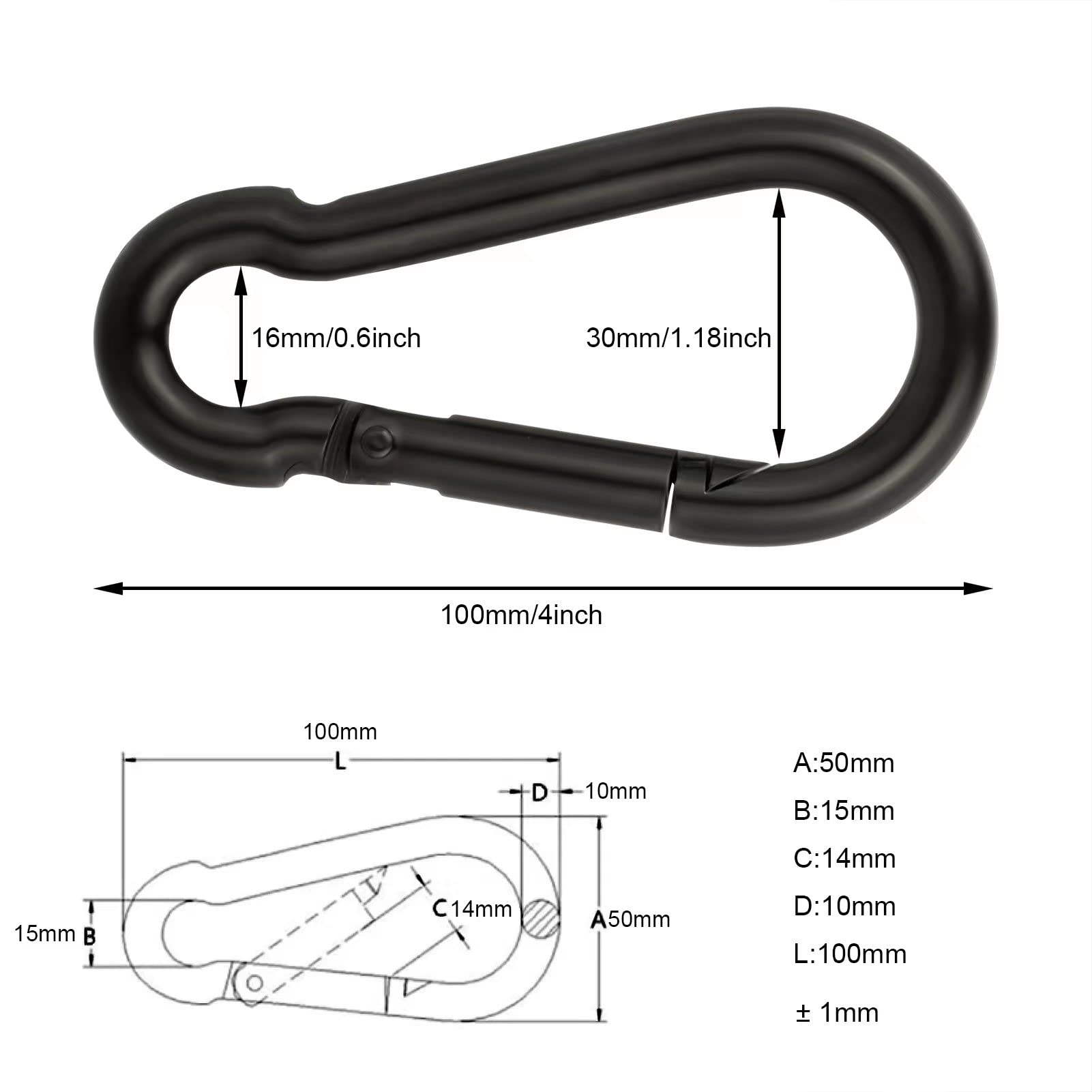 Petit Mousqueton Lot De 12 Petits Mousquetons Argentés Pour Porte-clés, Cordes, Chaînes D'animaux Domestiques, Hamac, Sac à Dos, Balançoire, Bouteille D'eau, Noir, Grand Porte Clé Mousqueton