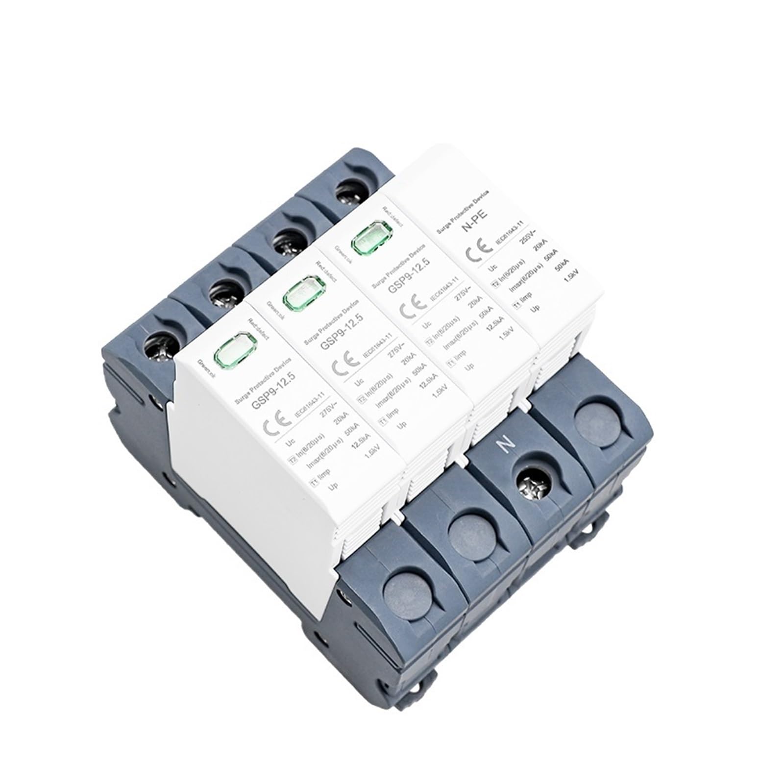 scaricatore GSP9 12.5KA T1+T2 SPD 4P 3P+N Protezione Contro Le sovratensioni 275VAC Limp:7/12.5KA Dispositivo scaricatore a Bassa Tensione SPD (Size : 3P NPE 12.5KA 275VAC)