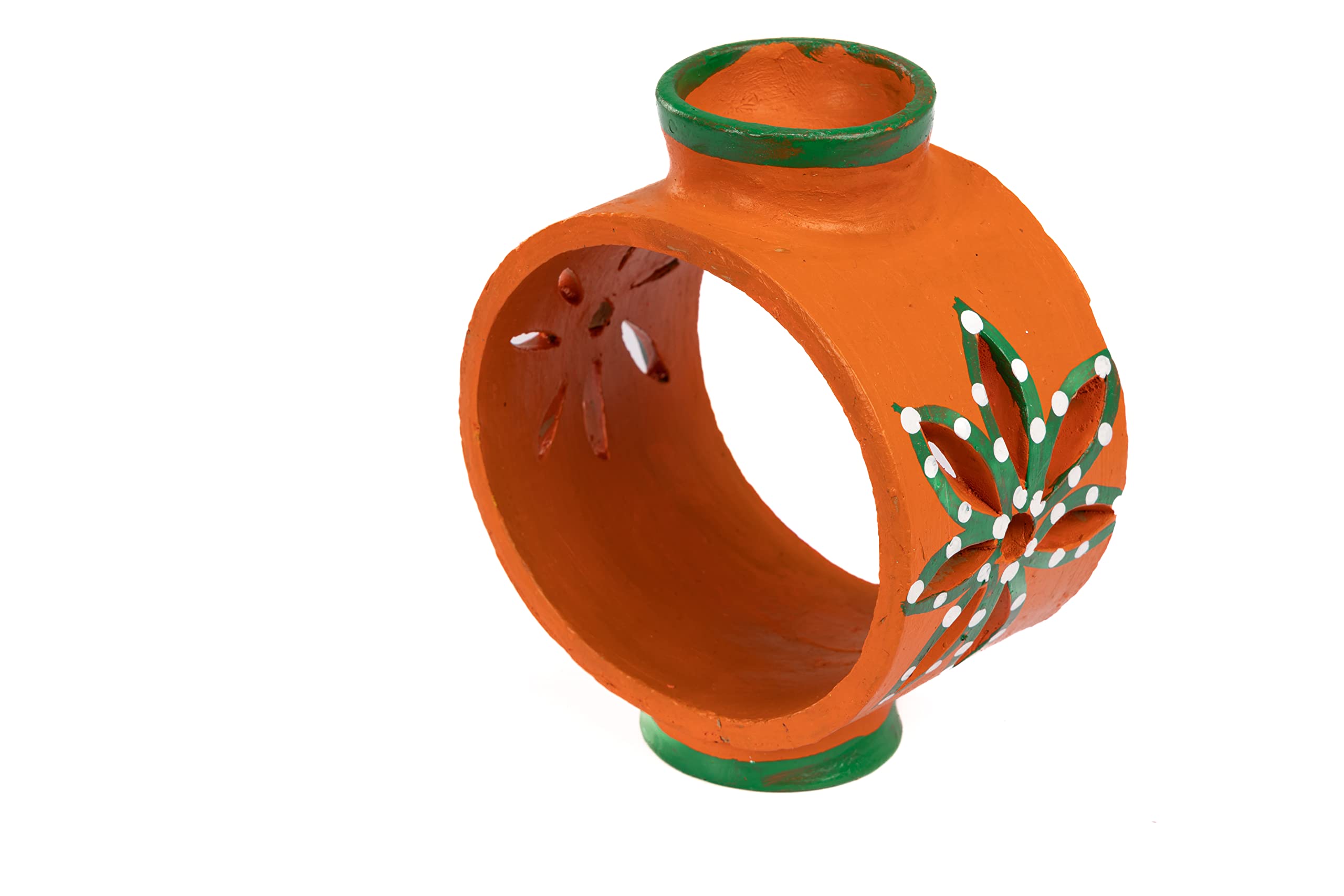 Karru Krafft Handcrafted Terracotta Oil Diffuser/Kapoor Diffuser/Loban Burner/Clay Sambrani Holder for Home Fragrance, Home Decor, Pooja Decor, Navaratri Decor, Diwali Dcor (Orange) - Image 3 thumbnail