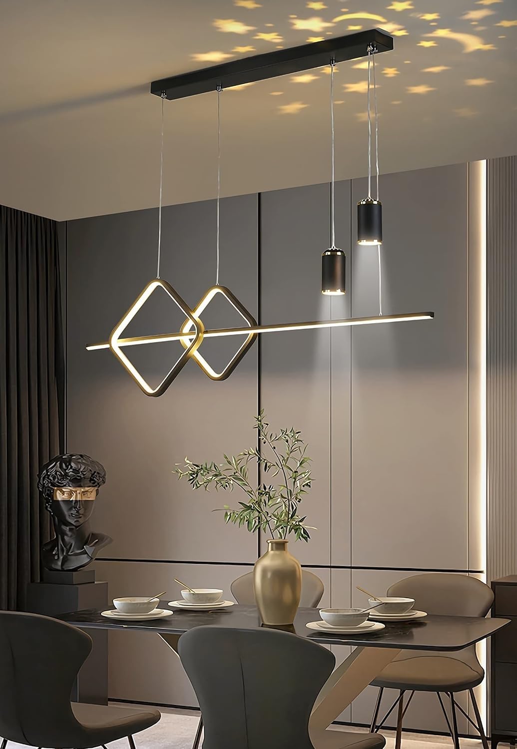 Lampa wisząca LED do jadalni, żyrandol stołowy, 3 kolory, regulowana wysokość, lampa wisząca do biura, jadalni, biura, salonu, kuchni