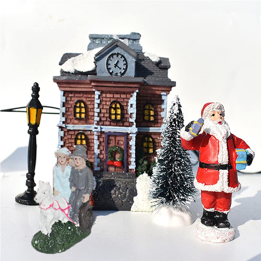 LICHENGTAI Pueblos Navideños con Luz, Juego de Casa de Pueblo de Navidad Decoracion de Luces LED Adorno de Mesa de Escena de Pueblo de Navidad, Escena de Navidad Casas de Pueblo (10 Piezas)