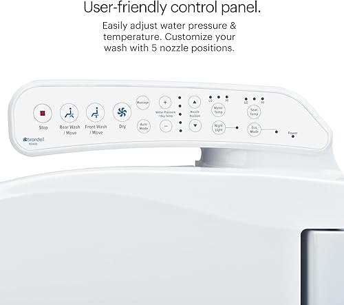 Miniatura 5 de Brondell SE400-EW Swash SE400 Asiento de inodoro eléctrico con asiento calefactado, boquilla oscilante de acero inoxidable, secador de aire