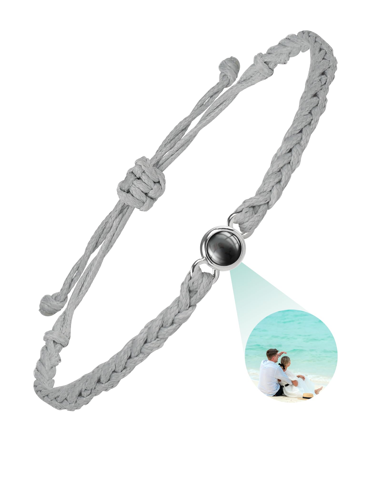 SUPHELPU Custom Bracelets with Picture Inside, Personalized Photo Bracelet Projection, Personalized Gifts for Men Memorial, Men's ID Bracelets