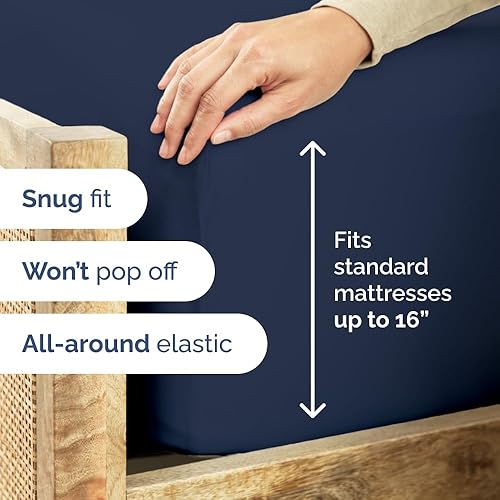 Miniatura 3 de Sábana bajera tamaño Individual XL, suave con esquinas de 8 a 16 pulgadas de profundidad, transpirable y sin arrugas, cuidado fácil, sin