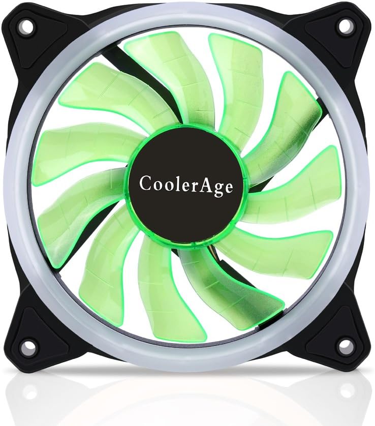 CoolerAge CF12025 Cooler Computer LED Fan 120mm Cooling Fan for Computer Case CPU Cooler Water Cooling DC 12v 1200RPM 3 Pin Fan (Green)