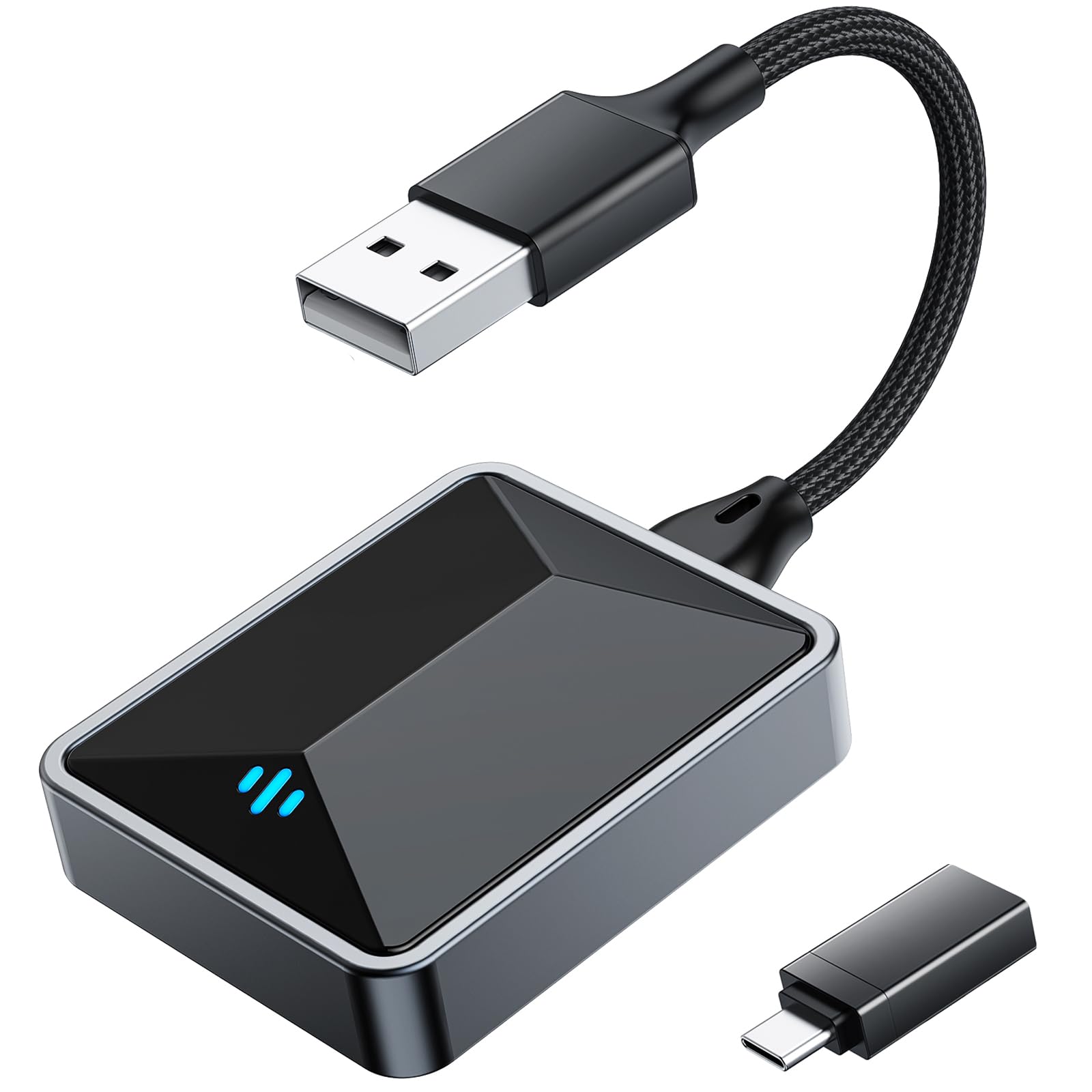 Volam Adattatore Carplay Wireless, 2 in 1 A-pple Carplay Android Auto Wireless Dongle con Plug and Play, Alta Velocit 5.8GHz,Bassa Latenza, Compatible con Auto dal 2016 in poi, IOS 10+, Android 11+