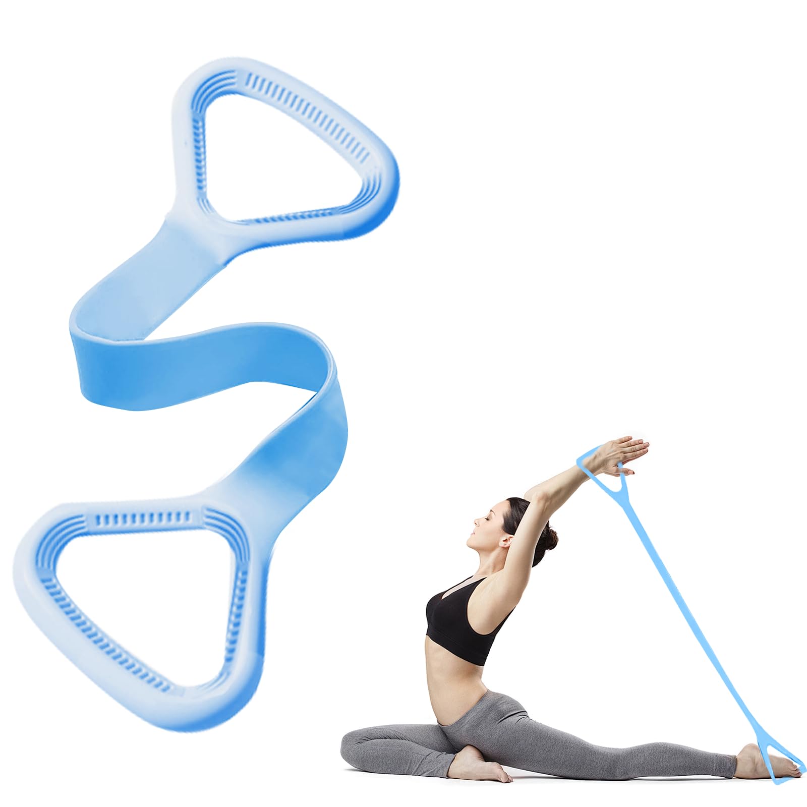 Resistance Bands, Figure 8 Fitness Resistance Bands with handles, arm bands for workout, exercise bands resistance for Women, stretching bands for Physical therapy-Light Blue