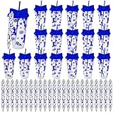 Ferrochef 48 Pcs Cheerleader Gift Bulk for Team 24oz Reusable Plastic Cheer Tumbler with Lid Straw Black Ink Cheer Ballpoint Pens for Team Cheerleading Party Favor Souvenir Goodie Bag Stuffer(Blue)