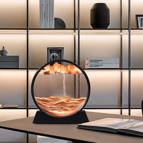 Miniatura 6 de Anxus Imagen artística de arena en movimiento redonda de vidrio 3D de arena de mar profundo, marco de arena que fluye con arena, sensorial relajante