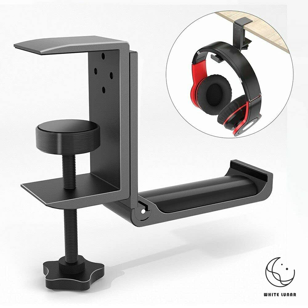 [Lunar blanco] Colgador plegable para auriculares, compatible con la mayoría de marcas de auriculares, Bose, Sony, Sennheiser, oficina en casa y trabajo, colgador de bolsos, regalo para nuevos