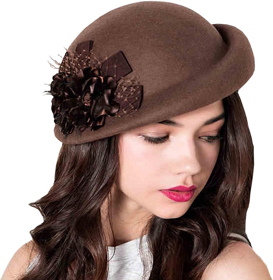 Maitose® Women's Lace Flower Wool Beret Cap Headwear