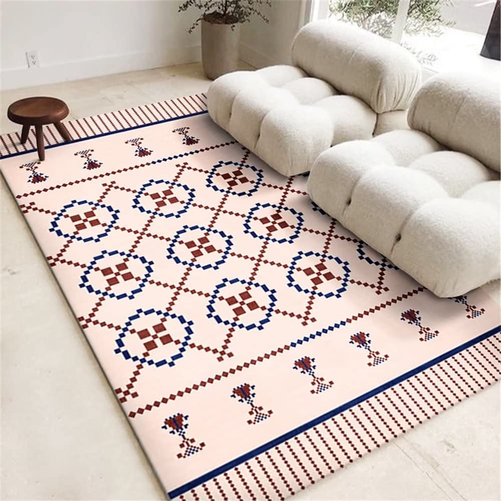 Antirutsch Für Teppich Vorhänge Schlafzimmer Home Matte rosa geometrisches Design Linie Dekoration weich und Nicht verformt Deko 180X280CM