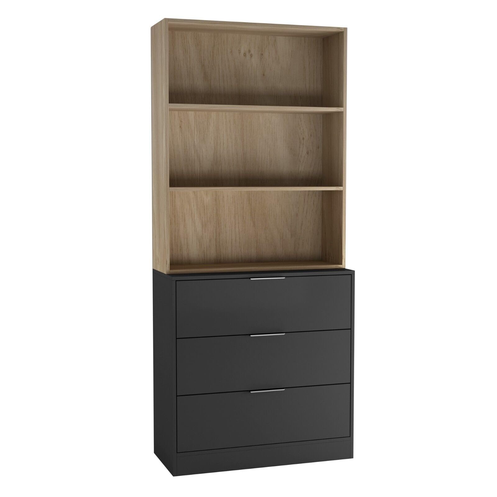 URBNLIVING 60/80cm 3 Drawer Tier Wooden Storage Chest Cabinet & Display Bookcase Shelving
