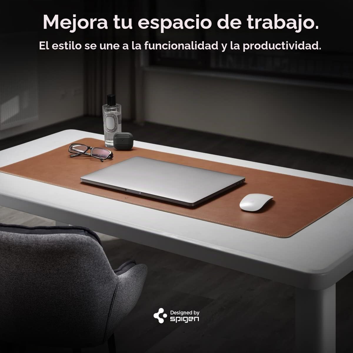Spigen Alfombrilla de Escritorio Velo Vegan PU Cuero con Base de Goma Antideslizante - Marrón