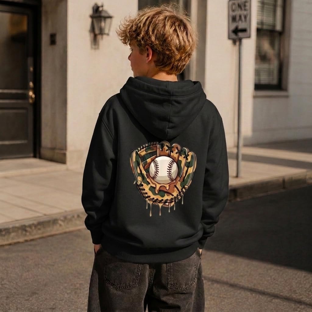 Baseball Hoodies for Boys Graphic Drip Baseball Lover Fans Sweatshirts with Pocket for Kids 5-14 Years