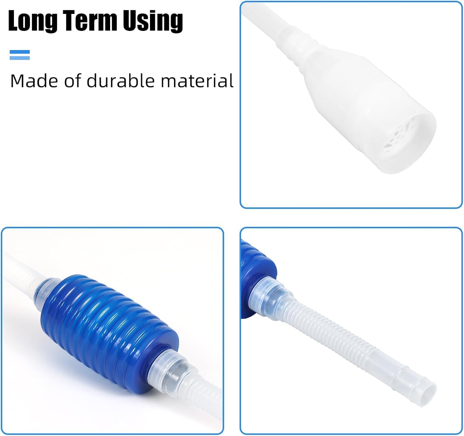 BLUTAILS | Aquarium Water Changer and Gravel Cleaning Siphon Pipe for Aquarium. Siphon Vacuum for Water Changing and Draining (1.7 Meter) Color (White & Blue). 3