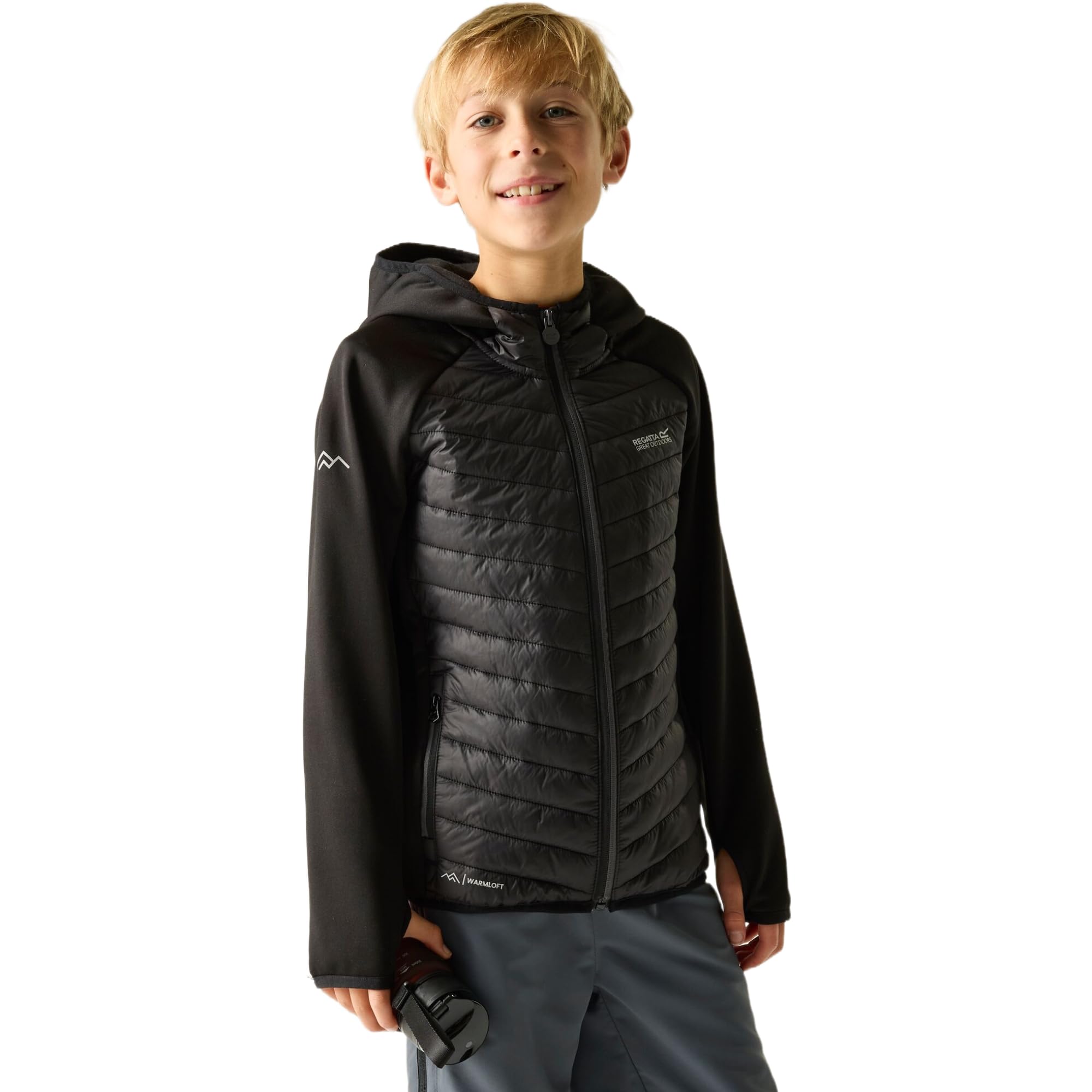 Regatta  Kids Kids Andreson Hybrid Water-Repellent Jacket - Black/Sealgr - 13 Years