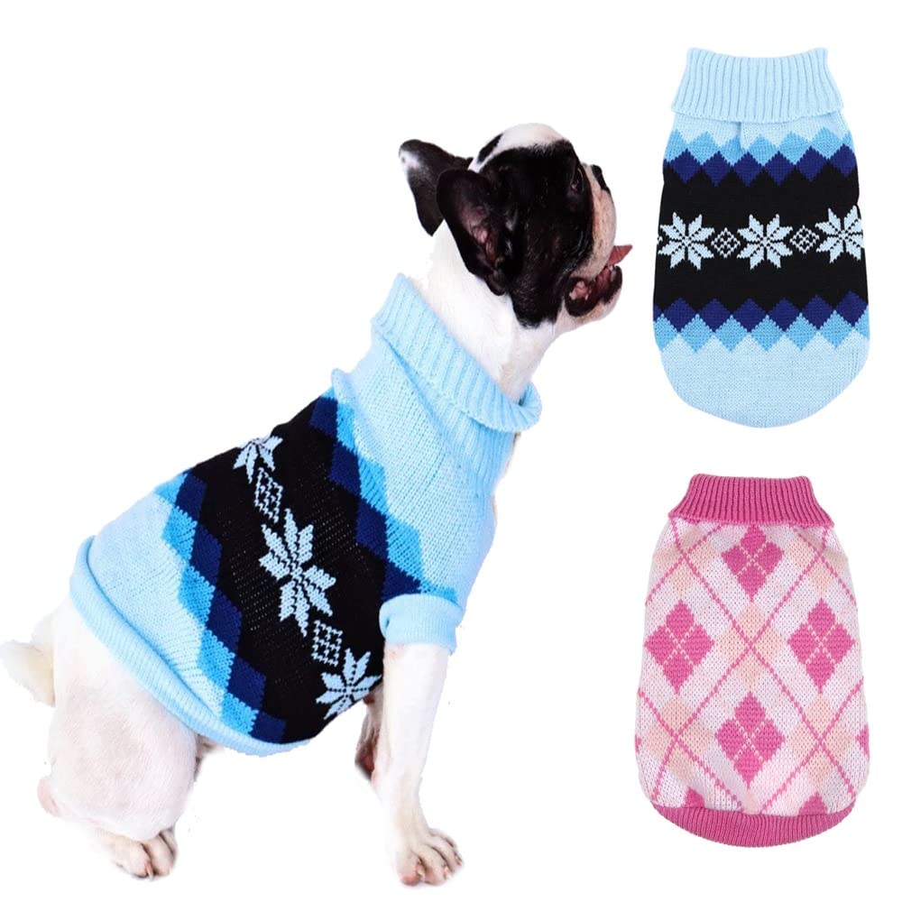 KUTKUT Combo of 2 Small Dog Cat Sweater,Turtleneck Knitwear Small Pet Sweater, Soft Comfortable Pet Knitwear Pullover for Shihtzu, Pug, Lhasa etc, Pet Sweater Winter Clothes (2XL, Chest: 50cm) (B0BM4JSY8G) Amazon Price History, Amazon Price Tracker