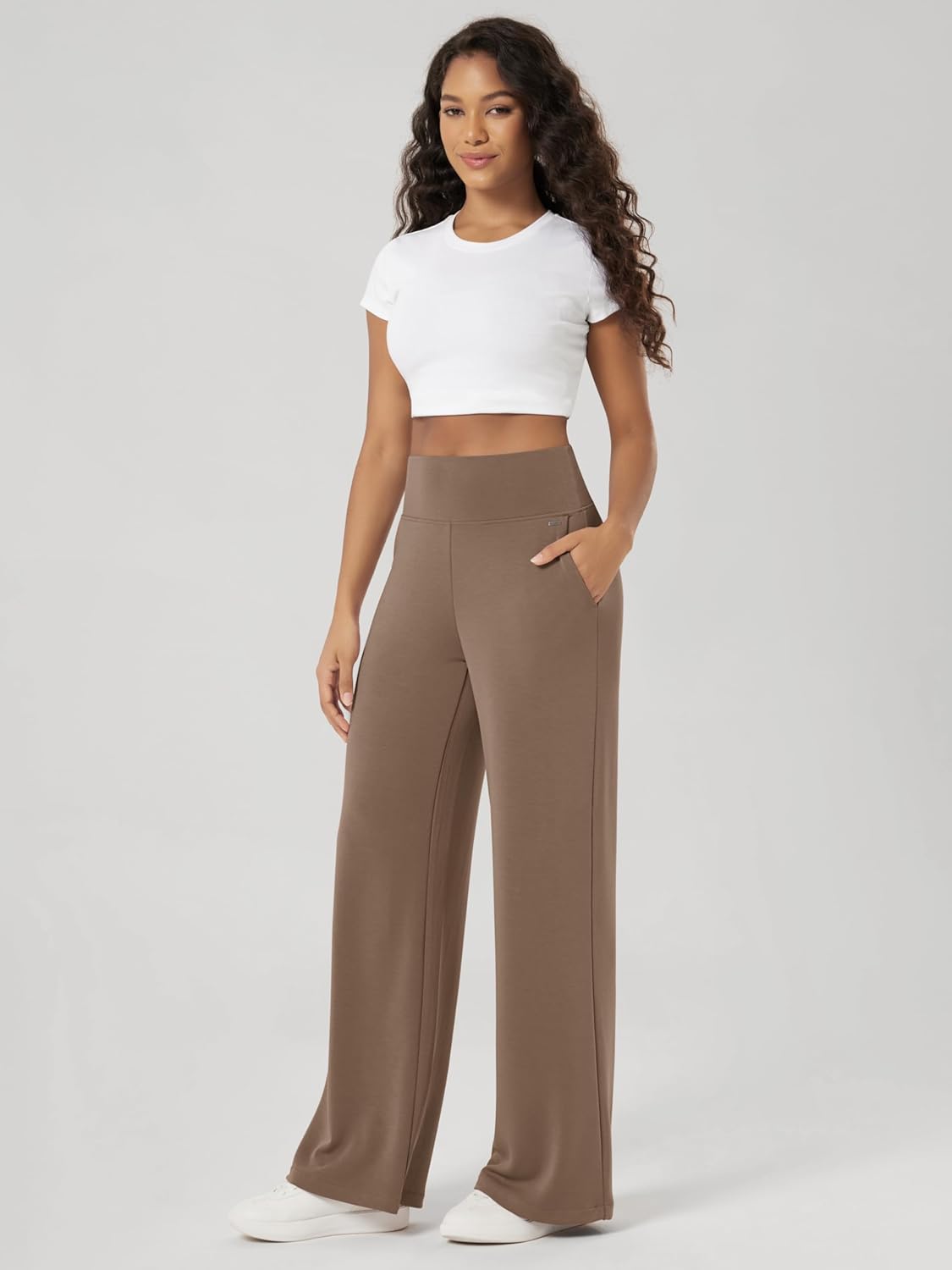 ODODOS Women's Modal Soft Adjustable Wide Leg Pants – High Waist Relaxed Fit Casual Pants with Pockets, 29" Inseam - Image 2