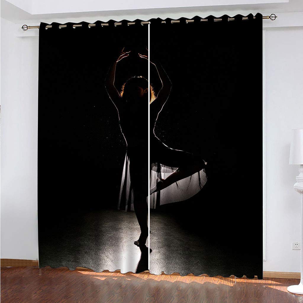Cortinas Dormitorio Juvenil 160x200 Cm Térmicas Cortina Salon Dormitorio Moderno Con Ojales 2 Paneles 3D Patrón De Una Chica Bailando Cortina Opaca Juvenil Sala Estar Niño, Cortinas Ventana Aislante