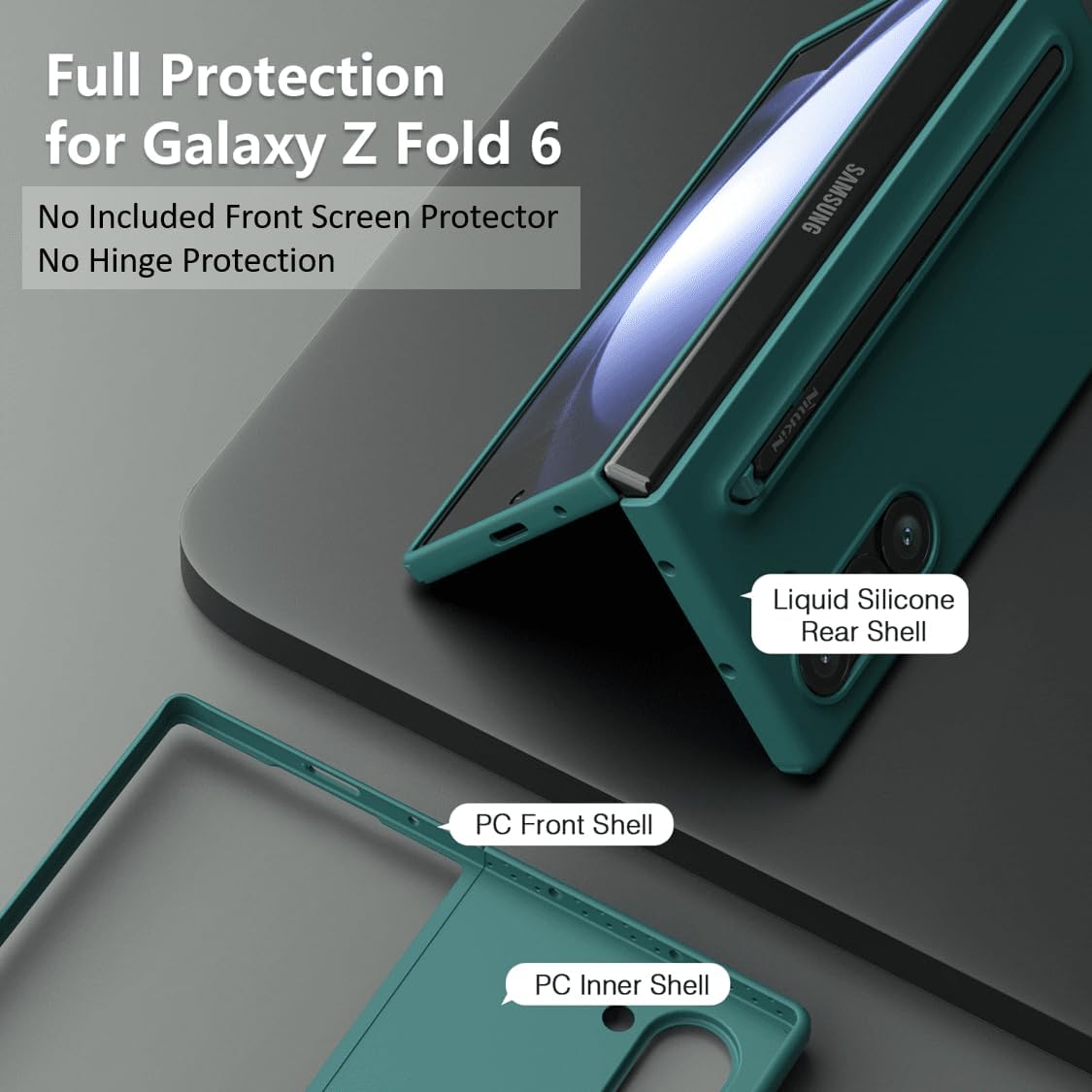 for Samsung Fold 7 Case with Built-in Slim Writing Capacitance Pen, Superior Liquid Silicone & Wireless Charging & S Pen Holder Slot Protective. Black