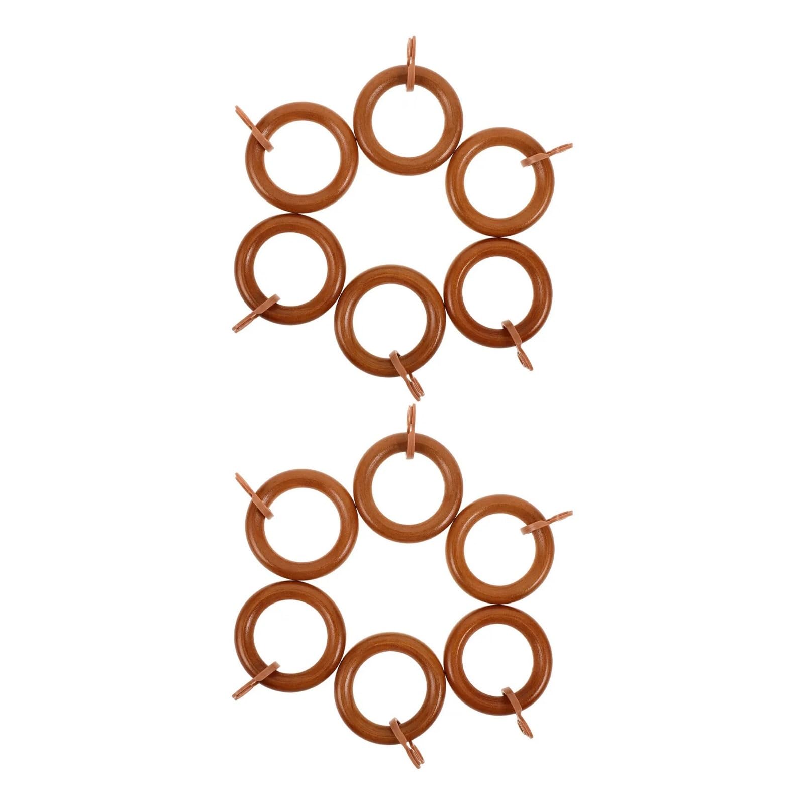 Lot de 24 œillets de rideaux en bois massif naturel avec finition lisse pour décoration de fenêtre (beige)
