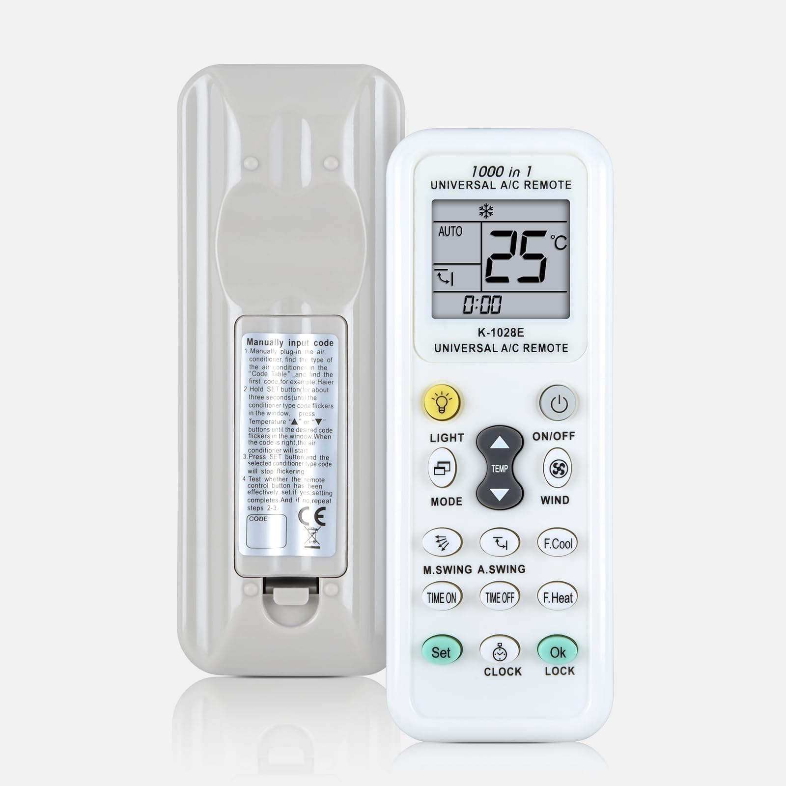 K-1028E Universal A/C Air Conditioner Remote Control for LG Gree Midea Toshiba Haier Daikin Hitachi Sharp Panasonic Samsung Sanyo Hisense Fujitsu Whirlpool Bosch and More Than 1000 Brands