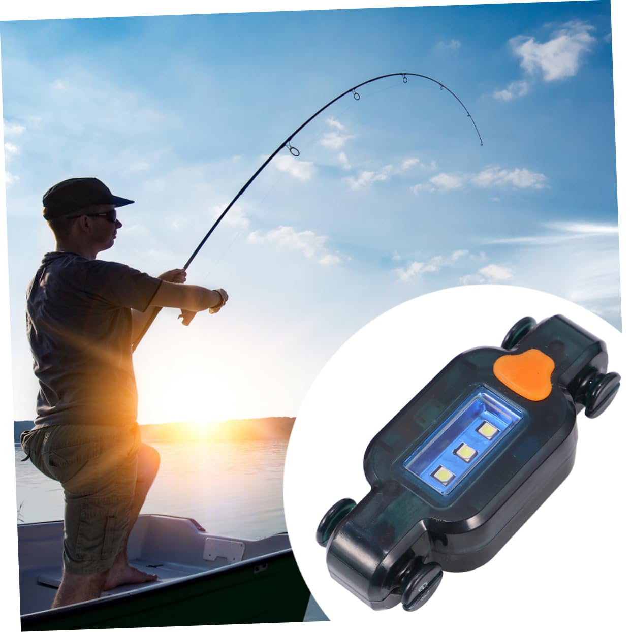 Abaodam Automatic Sensing Fishing Light Induction with Transparent Blue Design for Night Fishing with Fish Bite Detection and LED Indicator