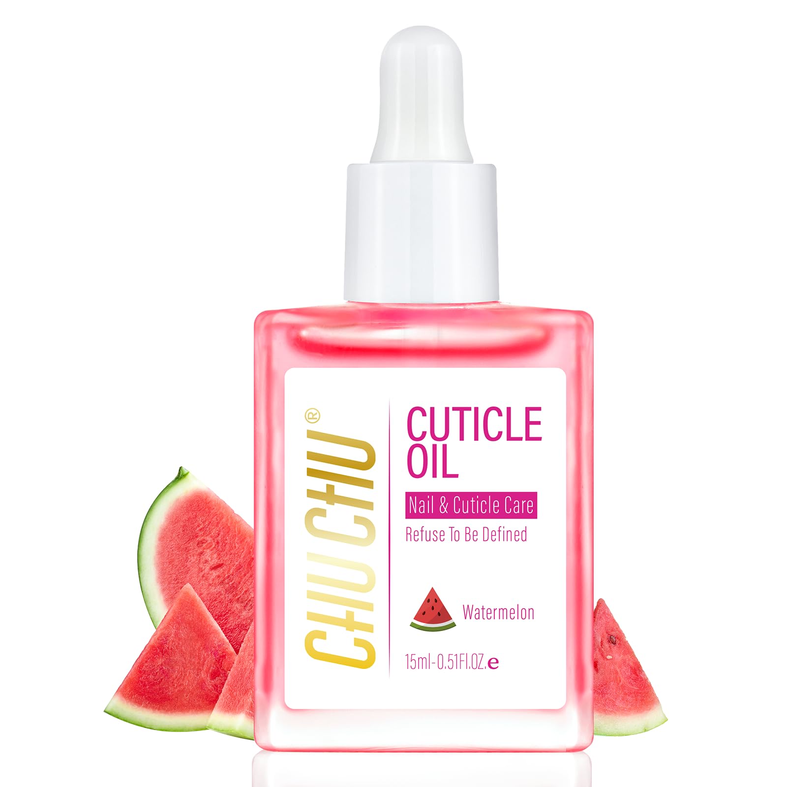 CHUCHU Jojoba Cuticle Oil for Nails: Watermelon Organic Nail Oil with Vitamin B & E - Moisturizes Repairs and Promotes Nail Growth - Prevents Dryness