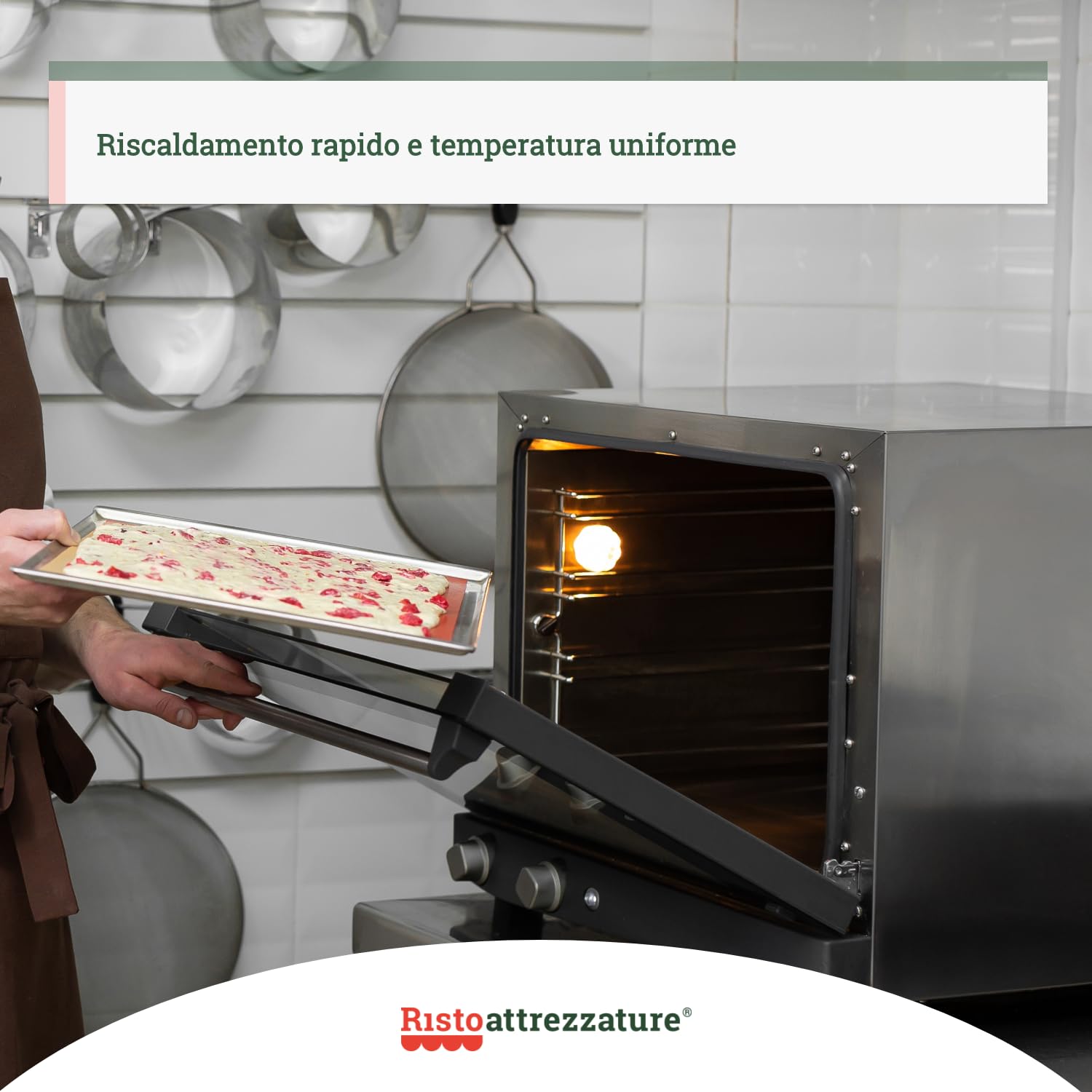 Ristoattrezzature Forno elettrico 4 teglie 60x40 cm convezione con grill e comandi manuali 5 kW