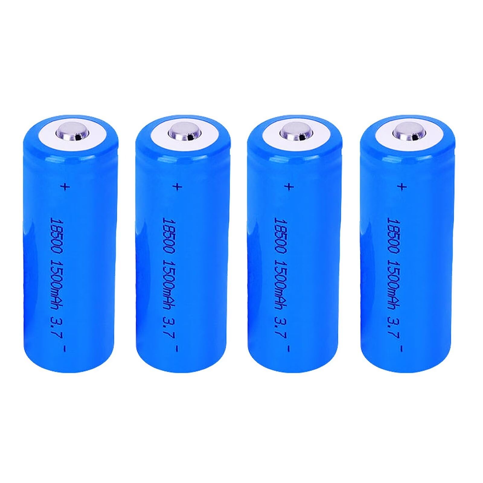 4pcs 3.7V 1500mAh 18500 Rechar Button Top Large Capacity for,LED,Mini Fans etc.