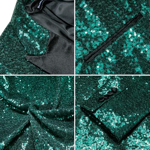 Image of Barry.Wang Mens Sequins Blazer Sparkle Dress Suit Jacket Cocktails Shiny Metallic Disco Dance Party Tuxedo Homecoming