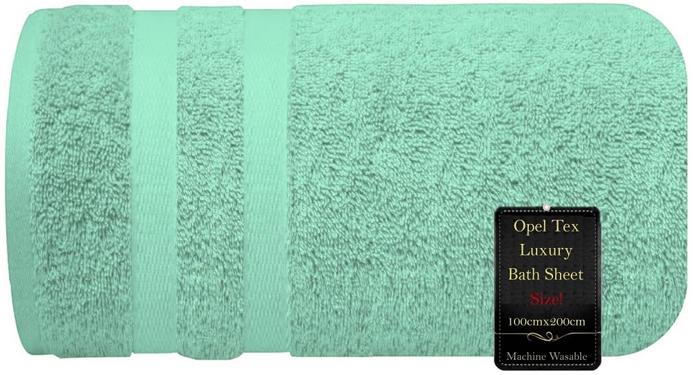 Super Jumbo Bath Sheet (100cm x 200cm-600GSM) 100% Egyptian Cotton Extra Large Bath Towel Super Soft Hotel Quality Towel Quick Dry XXL Bath Sheet Big Towels & Beach Towels (Aqua/Mint)
