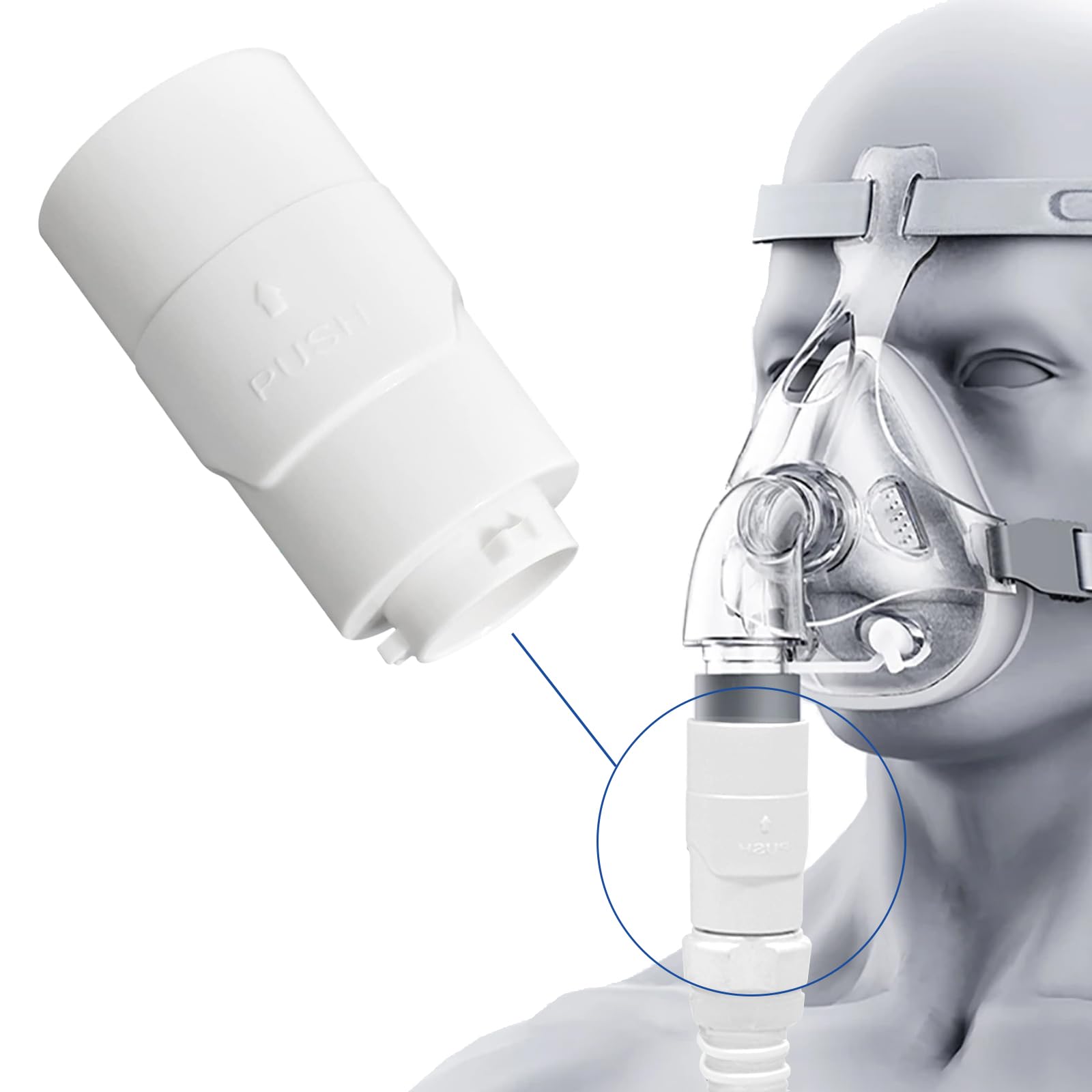 2Pack Hose Adapter, Tubing Adapter Connect Any 22mm Nasal or Full Face Mask Diameters,Hose Connector Compatible with Airmini Tubing, Travel-Friendly